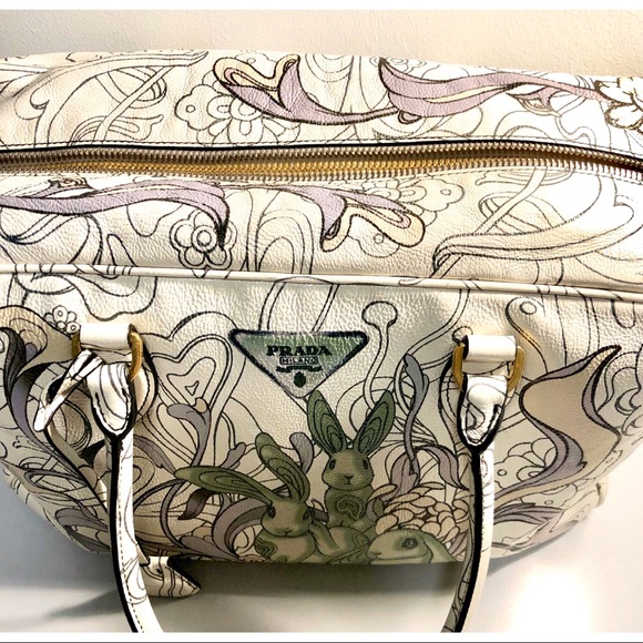 Prada Bunny Print Top Handle Bag - Picture 3 of 7